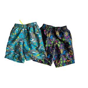Boys Nike Swim Volley Trunks/Shorts, Two Pair, Medium, Lined, 8" inseam, Youth
